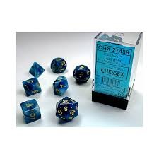 Phantom Teal/gold Polyhedral 7-Dice Set